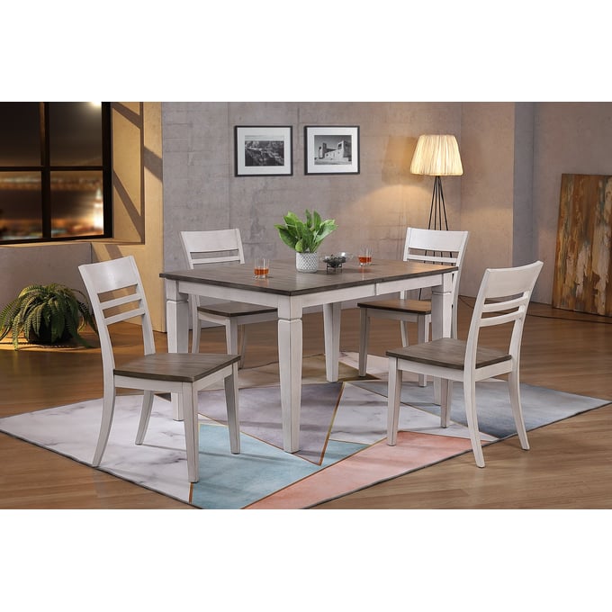 Iconic Furniture Stormy White Rectangle 5pc Dining Set ICON-RT67TFLGLTCH63ASHSTW-5PC