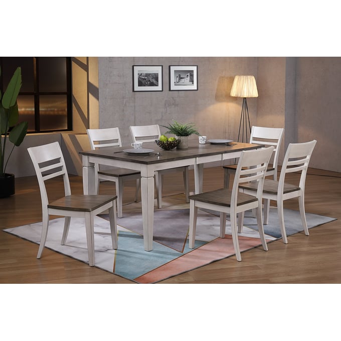 Iconic Furniture Stormy White Rectangle 7pc Dining Set ICON-RT67TFLGLTCH63ASHSTW-7PC