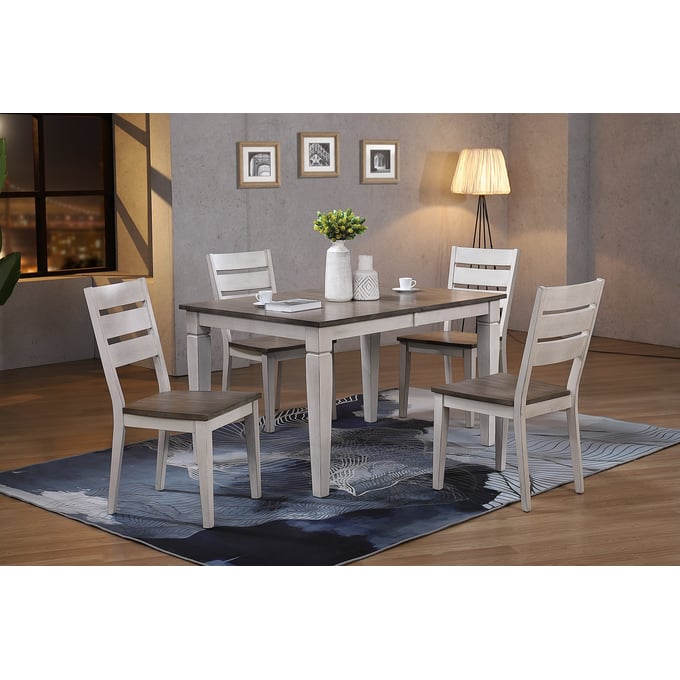 Iconic Furniture Stormy White 5pc Contemporary Dining Set ICON-RT67TFLGLTCH64ASHSTW-5PC