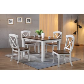 Iconic Furniture Distressed Cocoa Brown White Transitional 5pc Dining Set