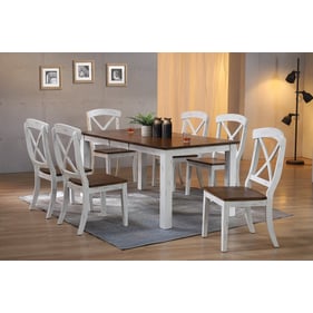 Iconic Furniture Distressed Cocoa Brown White Transitional 7pc Dining Set