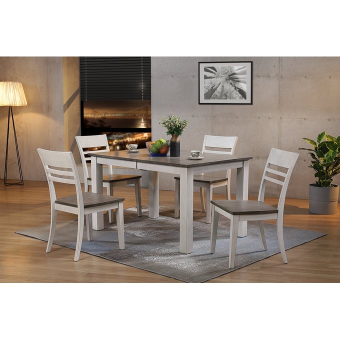 Iconic Furniture Stormy White 5pc Dining Set ICON-RT67TFLGPACH63ASHSTW-5PC