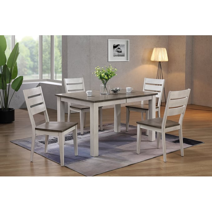 Iconic Furniture Stormy White Contemporary 5pc Dining Set ICON-RT67TFLGPACH64ASHSTW-5PC