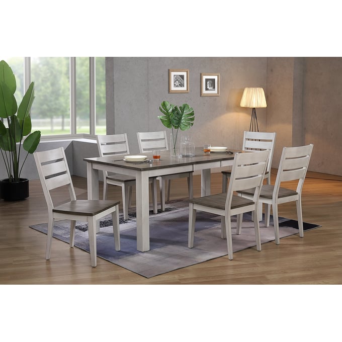 Iconic Furniture Stormy White Contemporary 7pc Dining Set ICON-RT67TFLGPACH64ASHSTW-7PC