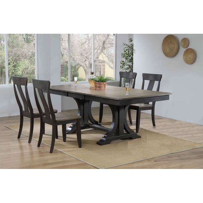 Iconic Furniture Blackstone Antique Grey Transitional 5pc Dining Set ICON-RT82DECOCH57GRSBKS-5PC