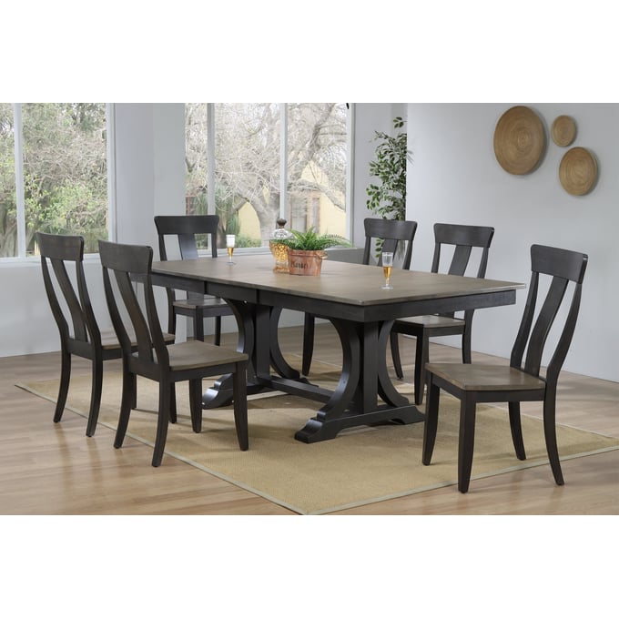 Iconic Furniture Grey Blackstone 7pc Dining Set ICON-RT82DECOCH57GRSBKS-7PC