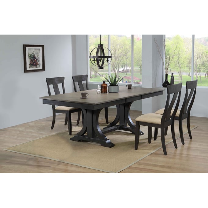 Iconic Furniture Grey Blackstone Upholstered 5pc Dining Set ICON-RT82DECOCH57U97BKS-5PC