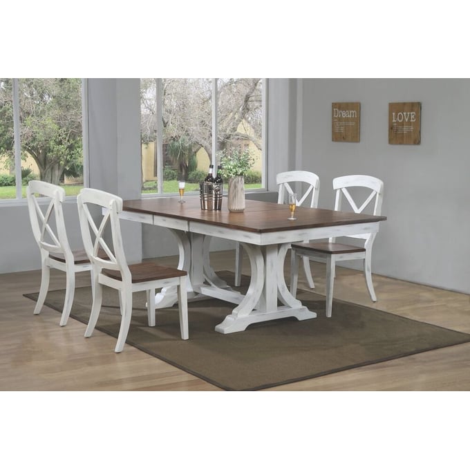 Iconic Furniture Brown White 5pc Dining Set ICON-RT82DECOCH60DBNDWT-5PC