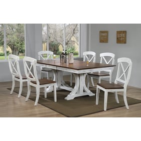 Iconic Furniture Distressed Brown White Double Pedestal 7pc Dining Set