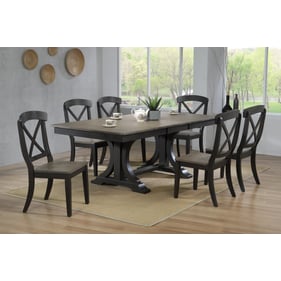 Iconic Furniture Grey Blackstone Double Pedestal 7pc Dining Set