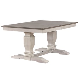 Iconic Furniture Distressed Ash Stormy White Double Pedestal Dining Table