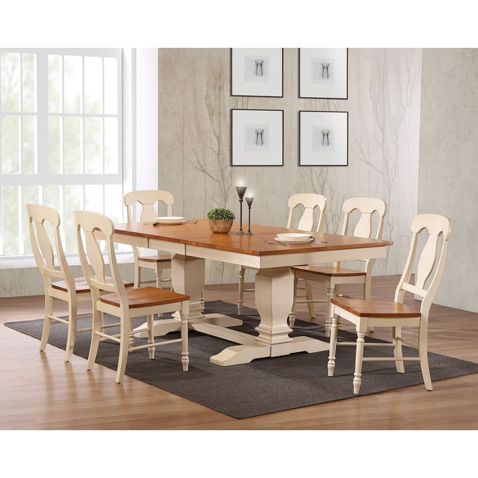 Iconic Furniture Caramel Biscotti Napoleon 7pc Dining Set ICON-RT82TRCH53CLBI-7PC