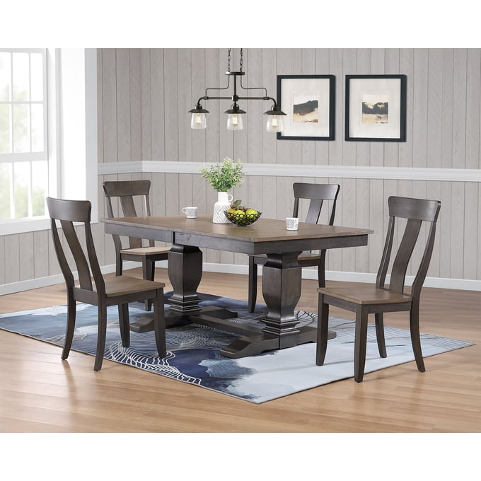 Iconic Furniture Blackstone Antique Grey 7pc Dining Set ICON-RT82TRCH57GRSBKS-5PC