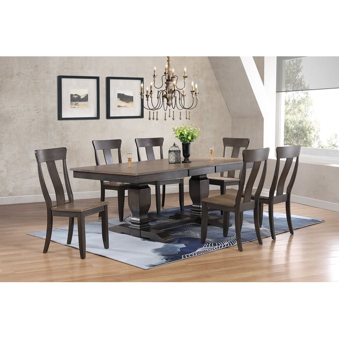 Iconic Furniture Blackstone Antique Grey 5pc Dining Set ICON-RT82TRCH57GRSBKS-7PC