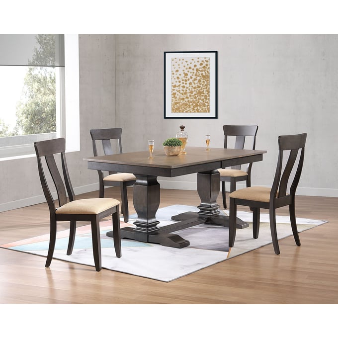 Iconic Furniture Grey Black Stone 5pc Dining Set ICON-RT82TRCH57U97SBKS-5PC