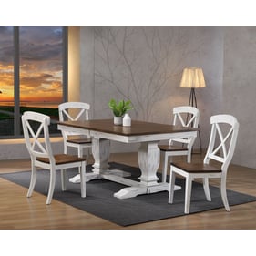 Iconic Furniture Distressed Brown White 5pc Dining Set