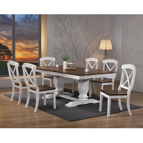 Iconic Furniture Distressed Brown White 7pc Dining Set