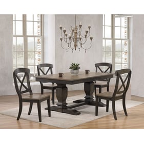 Iconic Furniture Grey Blackstone Double Pedestal Transitional 7pc Dining Se...