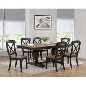 Iconic Furniture Grey Blackstone Double Pedestal Transitional Dining Set