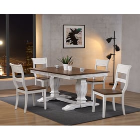 Iconic Furniture Distressed Cocoa Brown White Pedestal 5pc Dining Set