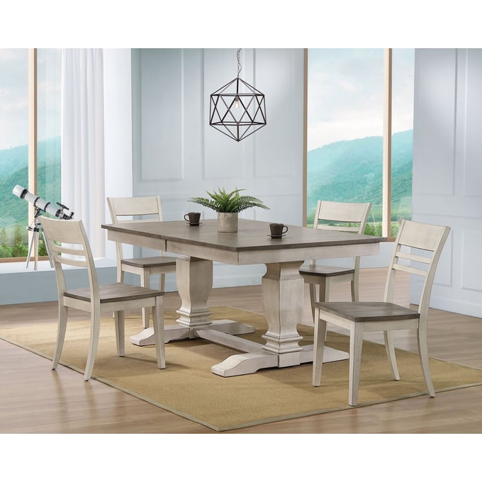 Iconic Furniture Ash Stormy White Ladder Back 5pc Dining Set ICON-RT82TRCH63ASHSTW-5PC