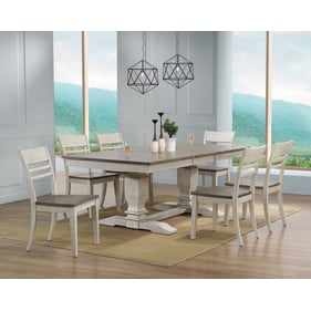 Iconic Furniture Ash Stormy White Ladder Back 7pc Dining Set