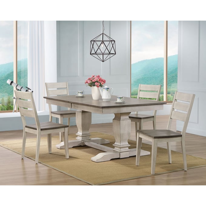 Iconic Furniture Grey Blackstone Transitional 5pc Dining Set ICON-RT82TRCH64ASHSTW-5PC