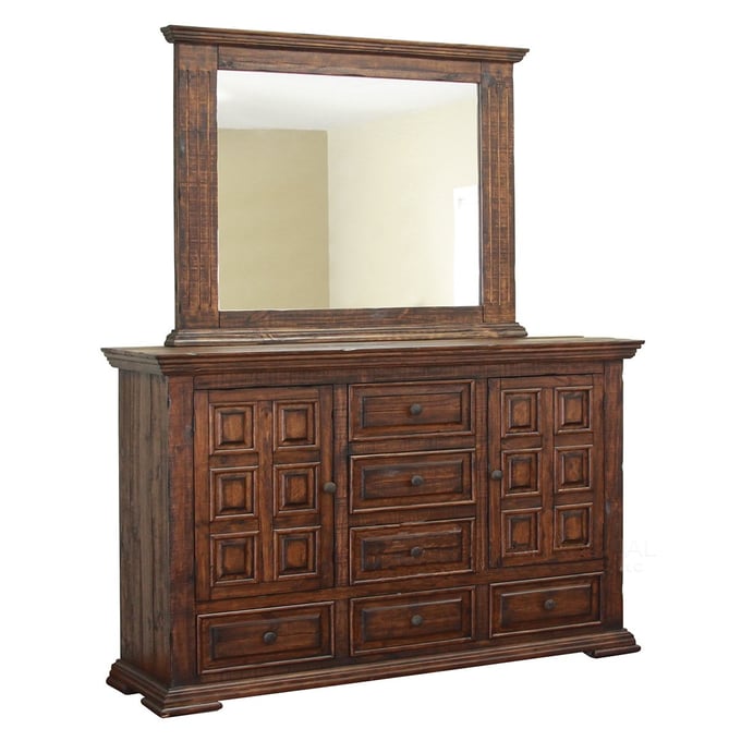 IFD Terra Rich Chocolate 6 Drawer Dresser and Mirror IFD-1020DSR-DRMR