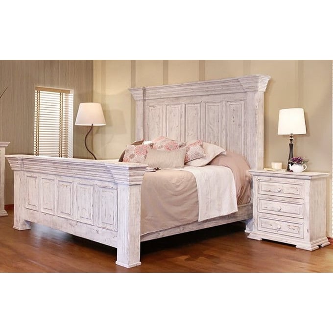 IFD Terra White Distressed 2pc King Bedroom Set IFD-1020HDBD-BR-S10