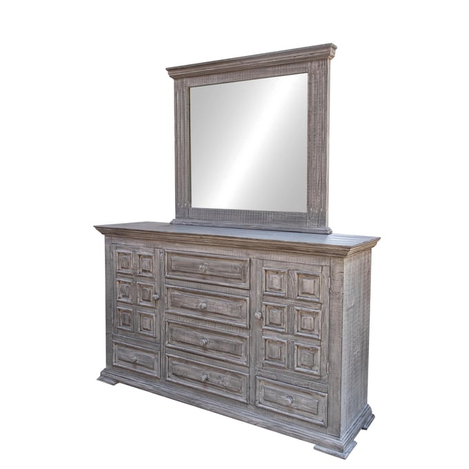 IFD Terra Gray Distressed 6 Drawer Dresser and Mirror IFD-1041DSR-DRMR