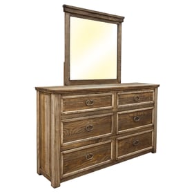 IFD Montana Two Tone Light Brown 6 Drawer Dresser and Mirror