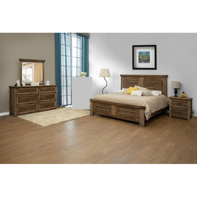 IFD Montana Two Tone Light Brown 4pc Queen Bedroom Set IFD-1141HBDEK-BR-S4