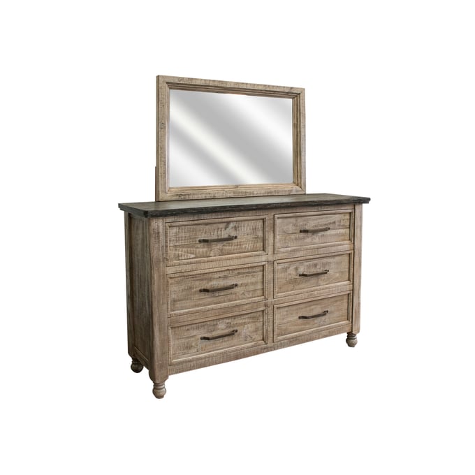 IFD Natural Stone Taupe Brown Dresser and Mirror IFD-4091-DRMR