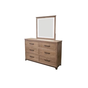 IFD Natural Parota Brown Cappuccino Dresser and Mirror