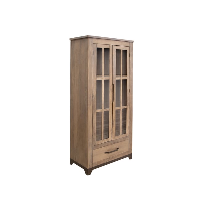 IFD Natural Parota Brown Cappuccino 2 Glass Door Cabinet IFD-8681CAB