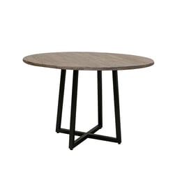 IFD Blacksmith Truffle Brown Oil Black Round Dining Table