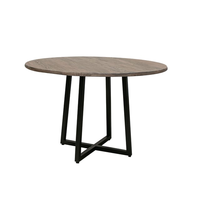 IFD Blacksmith Truffle Brown Oil Black Round Dining Table IFD-2321RND-TBL