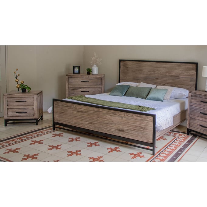 IFD Blacksmith Traslucid Light Brown 2pc Queen Bedroom Set IFD-2321HBDEK-BR-S2