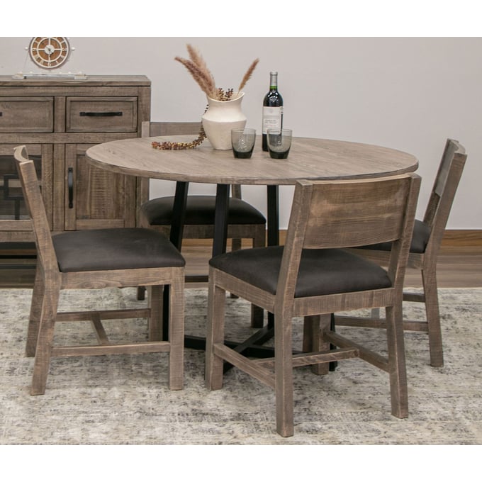 IFD Blacksmith Truffle Brown Oil Black 5pc Dining Room Set IFD-2321RND-DR-S1