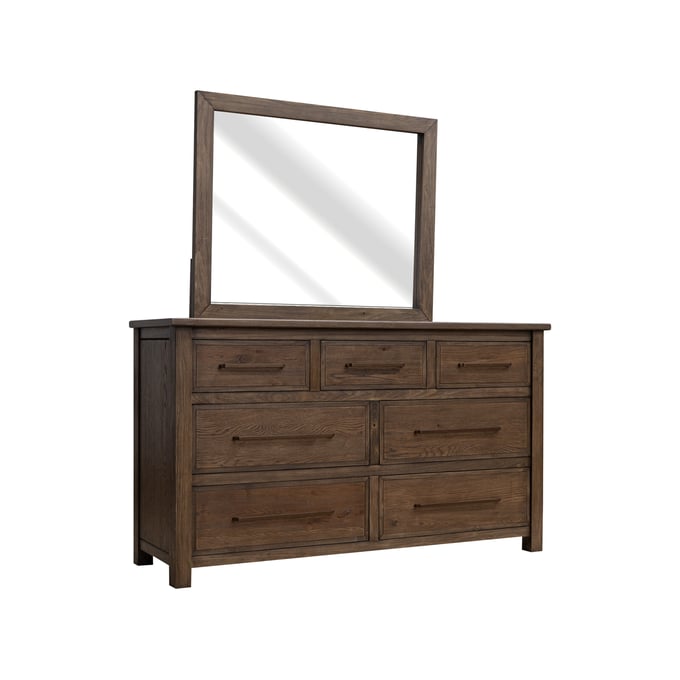 IFD Novus lodge Walnut Brown Dresser and Mirror IFD-2311-DRMR