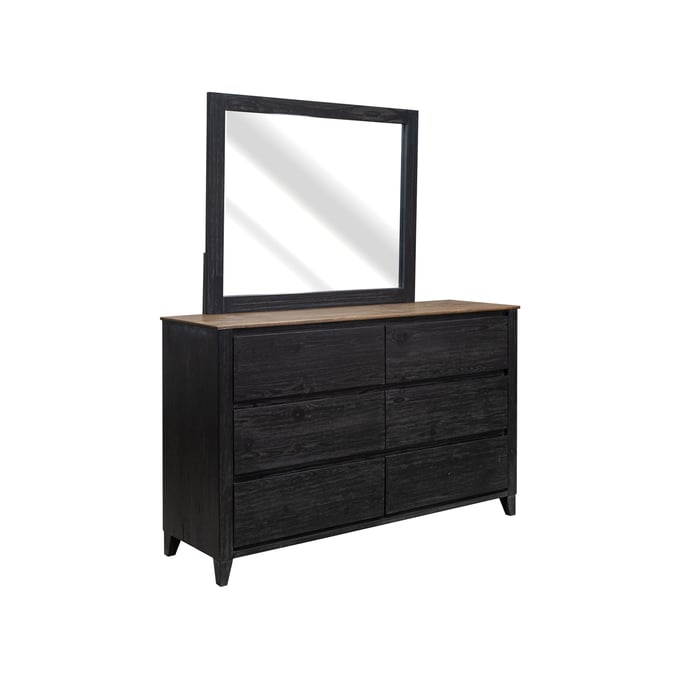 IFD Empire Satin Black Brown Dresser and Mirror IFD-9811-DRMR