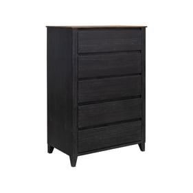 IFD Empire Satin Black Brown 5 Drawer Chest