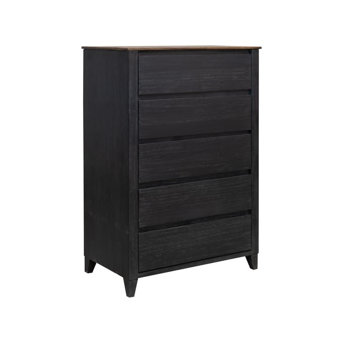 IFD Empire Satin Black Brown 5 Drawer Chest IFD-9811CHT