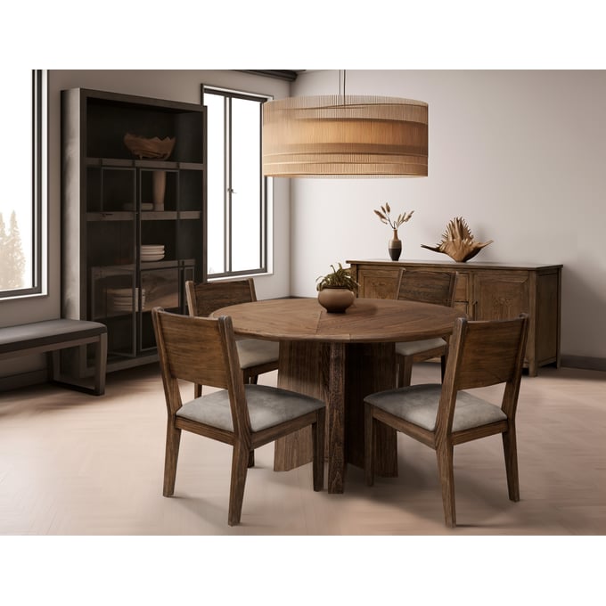 IFD Novus lodge Walnut Brown 5pc Dining Room Set IFD-2311RND-DR-S1