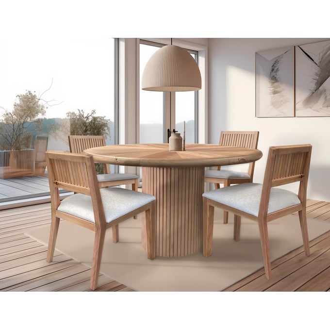 IFD Giza Hazelnut 5pc Dining Room Set IFD-6121RND-DR-S1