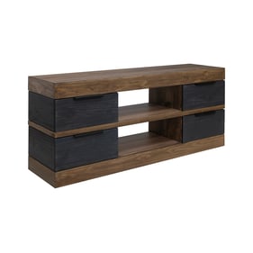 IFD Tuxedo Satin Black Brown 4 Drawer TV Stand