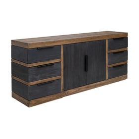 IFD Tuxedo Satin Black Brown 6 Drawer Console