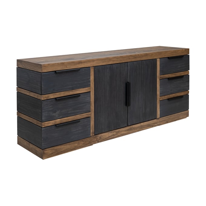 IFD Tuxedo Satin Black Brown 6 Drawer Console IFD-9921CNS