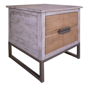 IFD Mita Honey Brown Ligh Gray 2 Drawer End Table