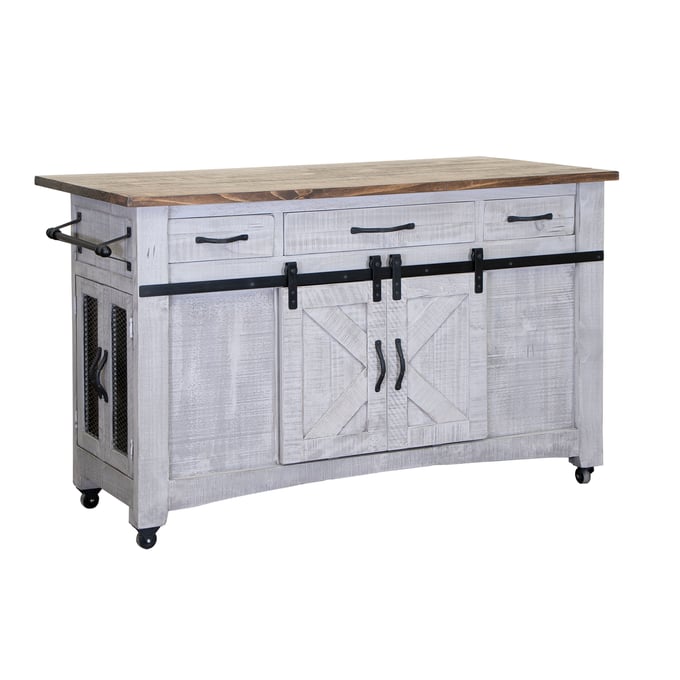 IFD Pueblo Light Gray Brown Kitchen Island IFD-3401KSL